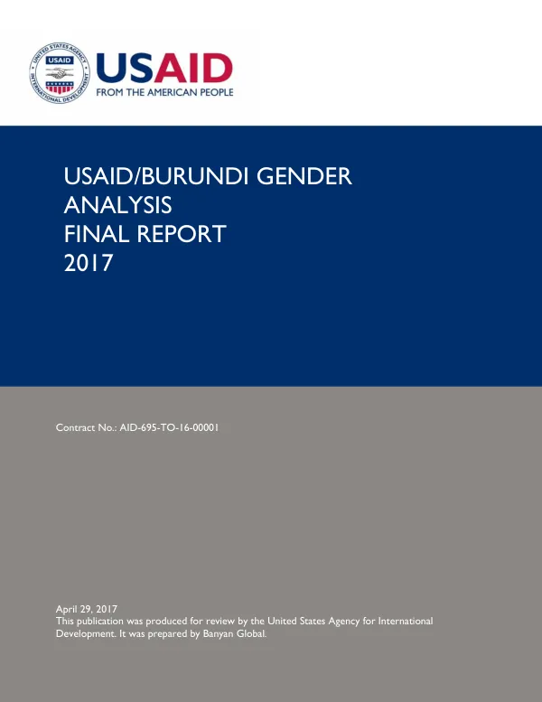 USAID Burundi gender analysis final report 2017