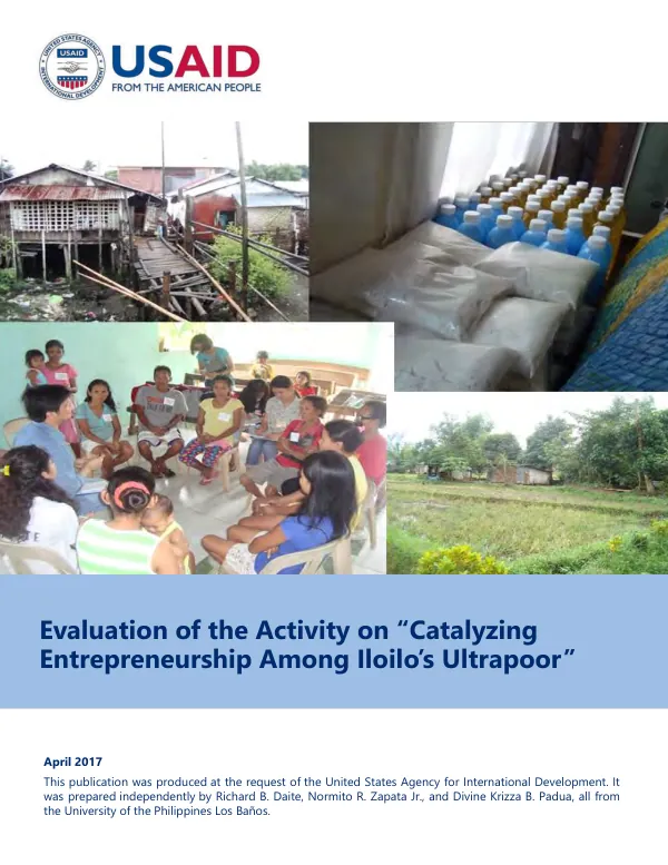 Evaluation of the activity on "Catalyzing entrepreneurship among Iloilo"s ultrapoor"