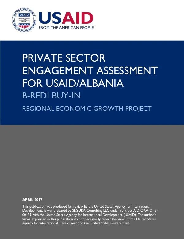 Private sector engagement assessment for USAID/Albania